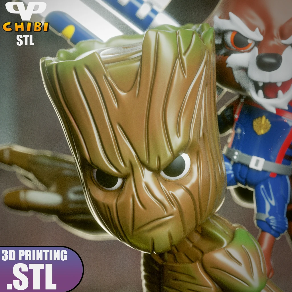 Sentient Tree Tactical Raccoon Pilot Chibi - 3D Printing STL